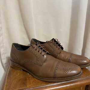 JM 1850 Oxford Dress Shoes‎ Brown Leather Brogue Patina Brazil Mens 9.5 M